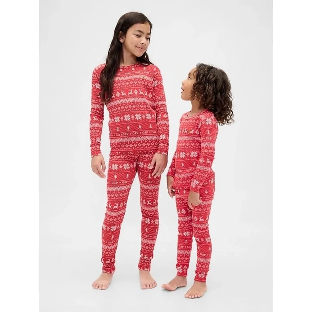 NEW Gap Kids Organic Cotton Fair Isle Holiday Pajama Set Cozy Winter 18-24M‎